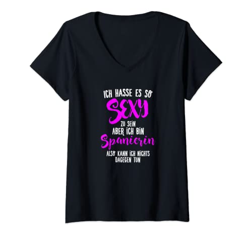 Damen Sexy Spanierin - Spanierin Trikot Spain Spanien T-Shirt mit V-Ausschnitt von Funtastic Statements T-Shirts und Geschenkideen