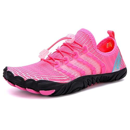 Funthy Barfußschuhe Kinder Barfussschuhe Wasserschuhe Junge Mädchen Badeschuhe Barfuß Schuhe Aquaschuhe Schwimmschuhe Strandschuhe rutschfeste Schnell Trocknend-Rosa||38 von Funthy