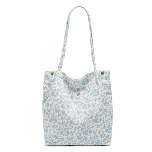 Funtlend Cord Umhängetasche Damen Groß Cord Tasche Damen Cordtasche Cord Shopper Handtasche Schultertasche für Uni Arbeit Mädchen Schule Büro von Funtlend