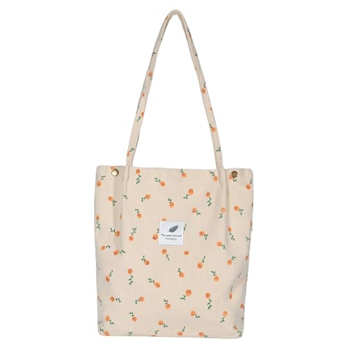 Funtlend Cord Umhängetasche Damen Groß Cord Tasche Damen Cordtasche Cord Shopper Handtasche Schultertasche für Uni Arbeit Mädchen Schule Büro von Funtlend