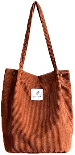 Funtlend Umhängetasche Damen Groß Cord Tasche Damen Handtasche Shopper Damen Henkeltasche für Uni Arbeit Mädchen Schule von Funtlend