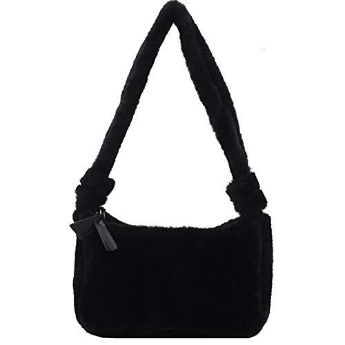 Funtlend süße Damen plüschtasche schwarz Umhängetaschen flauschige Damen kleine Handtasche für Stadtbummel Ausflug von Funtlend