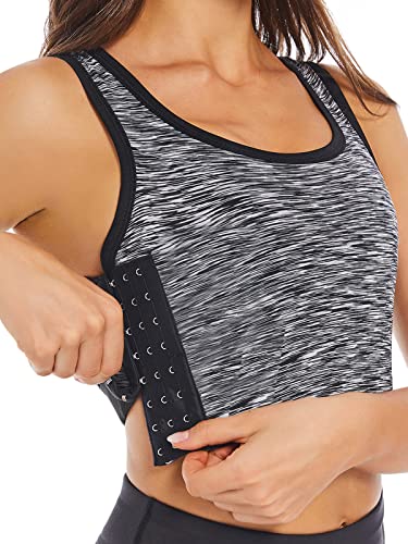 Funyco Damen Binder Trans Atmungsaktiv Elegante Mehrreihig Breite Brust Binder Transgender FTM Corset Kurzer für Tomboy,Hellgrau,XL von Funyco