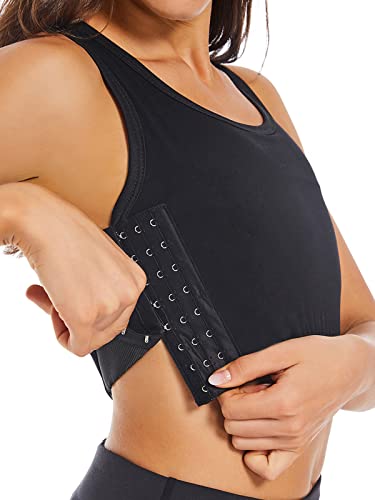 Funyco Damen Binder Trans Atmungsaktiv Elegante Mehrreihig Breite Brust Binder Transgender FTM Corset Kurzer für Tomboy,Schwarz,6XL von Funyco