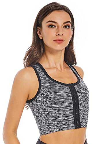 Funyco Damen Binder Trans große Brust FTM Voren 3 Reihen Schnalle Brust Binder Atmungsaktiv Transgender Chest Binder Tank Top(LightGray,s) von Funyco