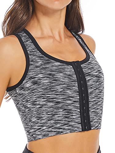 Funyco Damen Binder Trans große Brust FTM Voren 3 Reihen Schnalle Brust Binder Atmungsaktiv Transgender Chest Binder Tank Top(LightGray,3XL) von Funyco