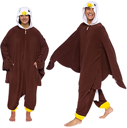 Funziez! Erwachsene Unisex Adler Pyjama – Plüsch Einteiler Tier Kostüm – Bequemer Jumpsuit, Brauner Adler, Large von Funziez!