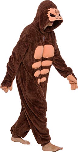 Funziez! Sasquatch Kostüm Schlafanzug Erwachsene Unisex Einteiler Cosplay Halloween Kostüm Jumpsuit - Braun - Large von Funziez!