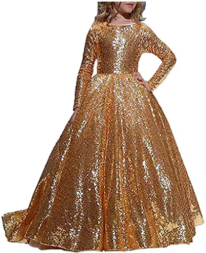 Fuomomo Blumenmädchen Kleid mit Pailletten Hochzeit Party Kind Kleid Prinzessin Ballkleid Für Glänzendes Mädchenkleid von Fuomomo