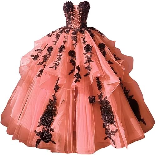 Fuomomo Gothic Quinceanera-Kleider mit Tüll und schwarzer Blumenspitze Bohemian Off The Shoulder Brautkleider für Quinceaneras und Quinceaneras MT048 Fuomomo Gothic Quinceanera-Kleider mit Tüll und schwarzer Blumenspitze Bohemian Off The Shoulder Brautkleider für Quinceaneras und Quinceaneras MT048 von Fuomomo