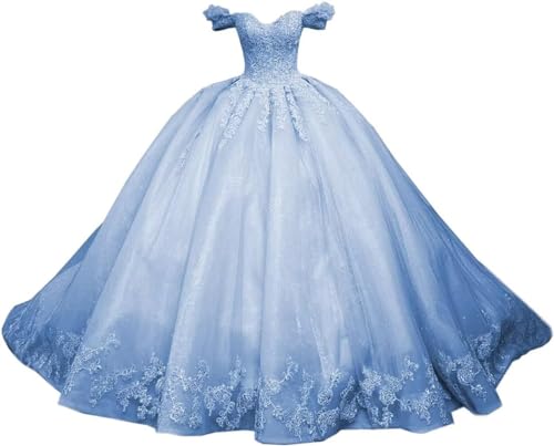 Fuomomo Prinzessin Quinceañera-Abendkleid für 15-16 Jährige mit Ausschnitt und Zug - Tulpenfest-Kleid Lang MT026 von Fuomomo