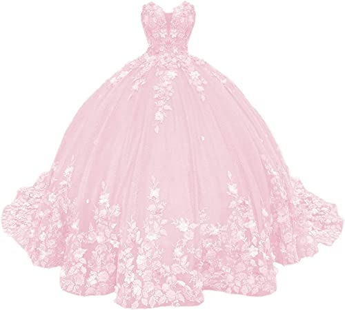 Fuomomo Schatz Süß Quinceanera Kleider Ballkleid für Mädchen Geschwollene trägerlose Tüll-Abschlussballkleider für Frauen von Fuomomo