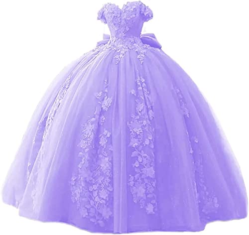 Fuomomo Spitze Perlen Quinceanera Kleider Ballkleid Schulterfrei Sweet 15 16 Partykleider für Frauen von Fuomomo