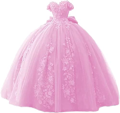 Fuomomo Spitze Perlen Quinceanera Kleider Ballkleid Schulterfrei Sweet 15 16 Partykleider für Frauen von Fuomomo