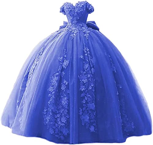 Fuomomo Spitze Perlen Quinceanera Kleider Ballkleid Schulterfrei Sweet 15 16 Partykleider für Frauen von Fuomomo