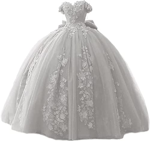 Fuomomo Spitze Perlen Quinceanera Kleider Ballkleid Schulterfrei Sweet 15 16 Partykleider für Frauen von Fuomomo
