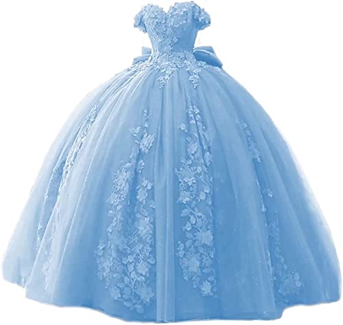 Fuomomo Spitze Perlen Quinceanera Kleider Ballkleid Schulterfrei Sweet 15 16 Partykleider für Frauen von Fuomomo