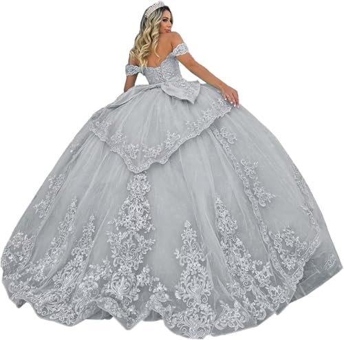 Fuomomo Tüll Quinceanera Kleider Ballkleid Glitzernde Spitzenapplikationen Quinceanera Kleider Schulterfrei Ballkleid Prinzessin Langes Partykleid MT038 Fuomomo Tüll Quinceanera Kleider Ballkleid Glitzernde Spitzenapplikationen Quinceanera Kleider Schulterfrei Ballkleid Prinzessin Langes Partykleid MT038 von Fuomomo
