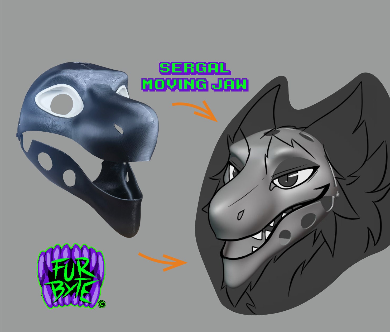 Sergal 3D Printed Head Base Fursuit Furry Moving Jaw Sergal 3D Printed Head Base Fursuit Furry Moving Jaw von FurByte