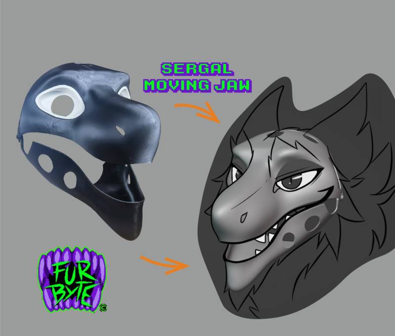 Sergal 3D Printed Head Base Fursuit Furry Moving Jaw Sergal 3D Printed Head Base Fursuit Furry Moving Jaw von FurByte