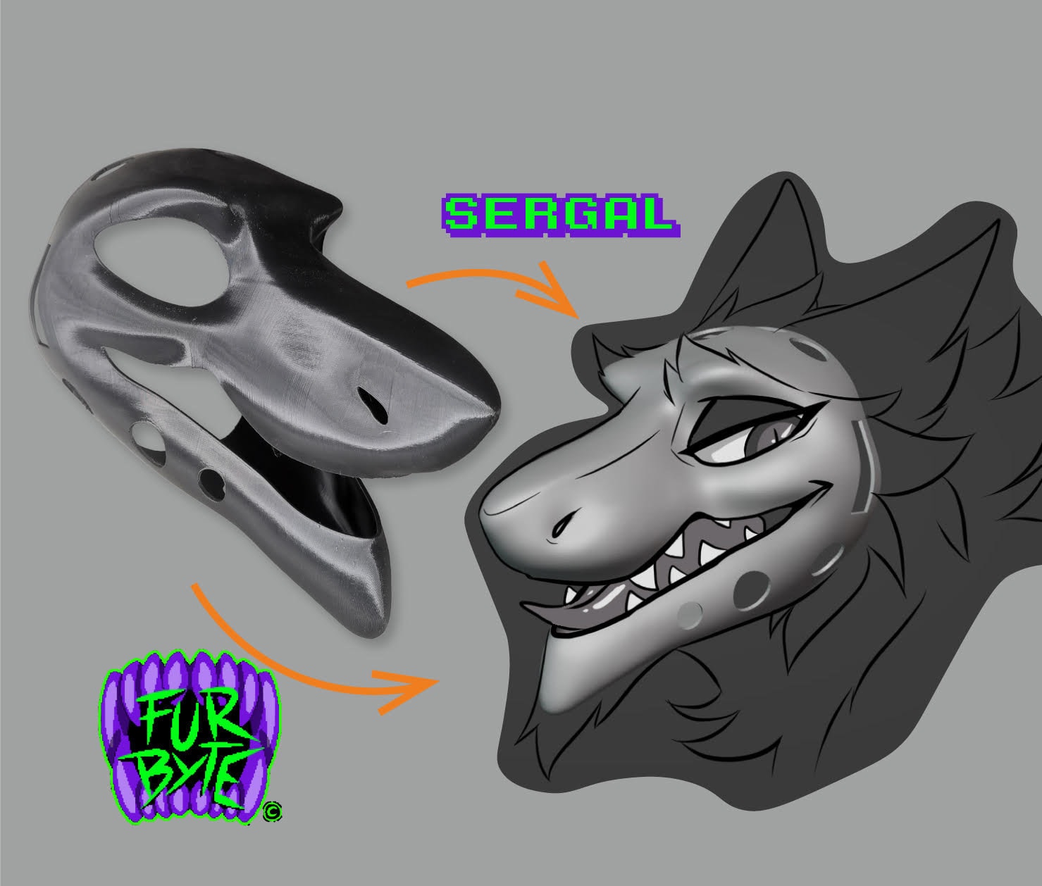 Sergal 3D Printed Head Base Fursuit Furry Sergal 3D Printed Head Base Fursuit Furry von FurByte