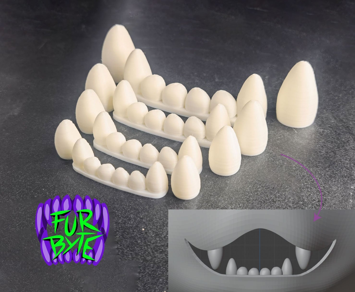 Universal Teeth 3D Printed Teeth/ Fangs Fursuit Furry Universal Teeth 3D Printed Teeth/ Fangs Fursuit Furry von FurByte