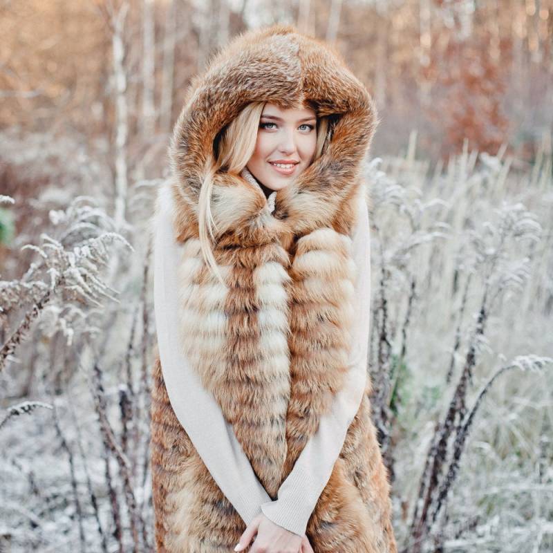 Mit Kapuze Fuchs Pelzweste Frauen | Lange Echt Pelz Gilet von FurForestfox