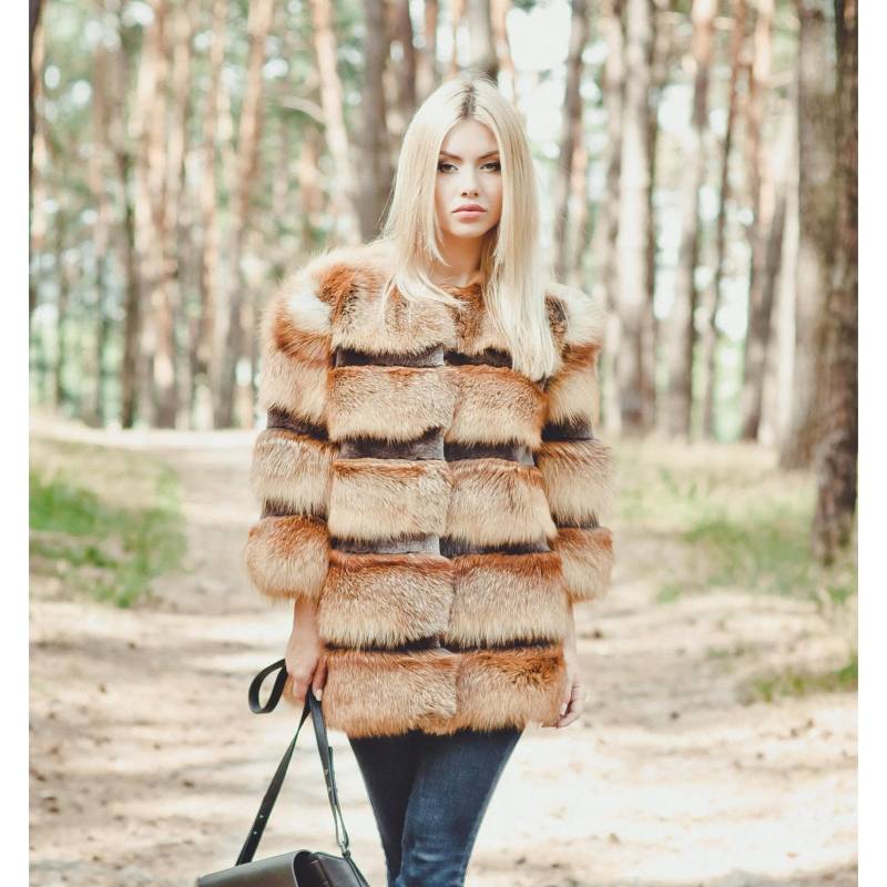 Rotfuchs Pelzjacke | Damen Wintermantel Elegante Echt Pelz Oberbekleidung von FurForestfox