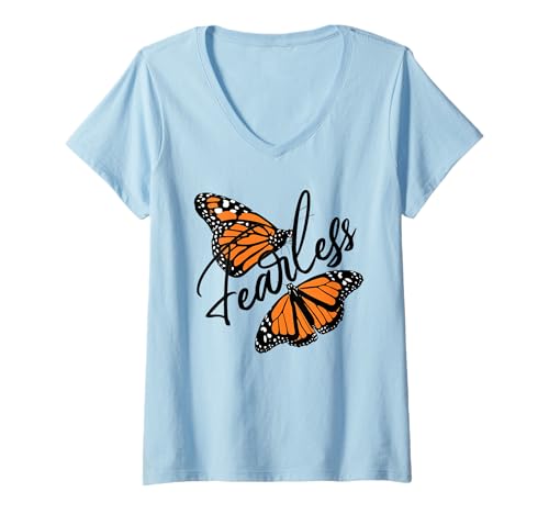 Damen Furchtlose schöne Schmetterlingskreative Kollektion T-Shirt mit V-Ausschnitt von Furchtlose schöne Schmetterlingskreative