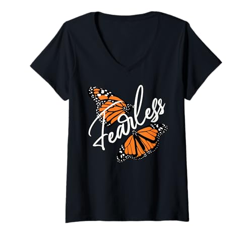 Damen Furchtlose schöne Schmetterlingskreative Kollektion T-Shirt mit V-Ausschnitt von Furchtlose schöne Schmetterlingskreative