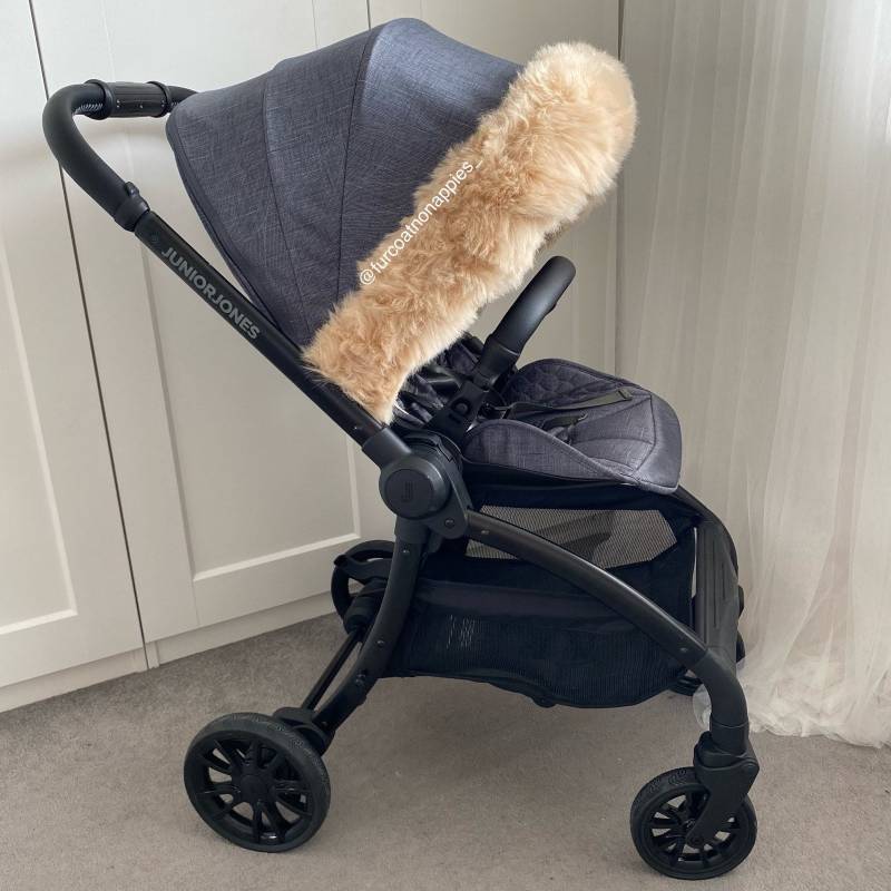 Extra Flauschiger Weicher Beige Kunstpelz Kinderwagen Kapuze Besatz von Furcoatnonappies