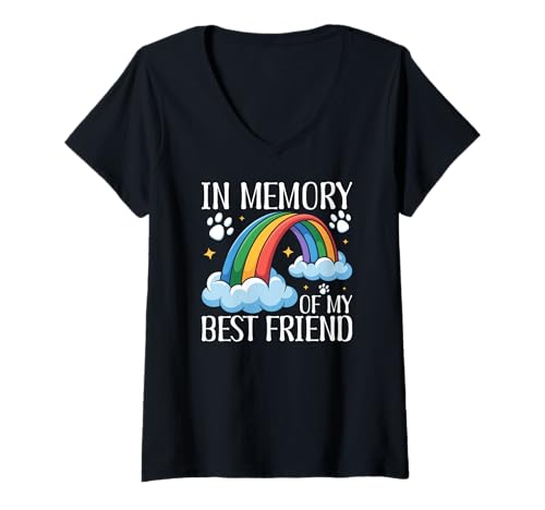Damen In Memory of My Best Friend Rainbow Bridge Katzenliebhaber T-Shirt mit V-Ausschnitt Damen In Memory of My Best Friend Rainbow Bridge Katzenliebhaber T-Shirt mit V-Ausschnitt von Furever in My Heart Cat Memorial
