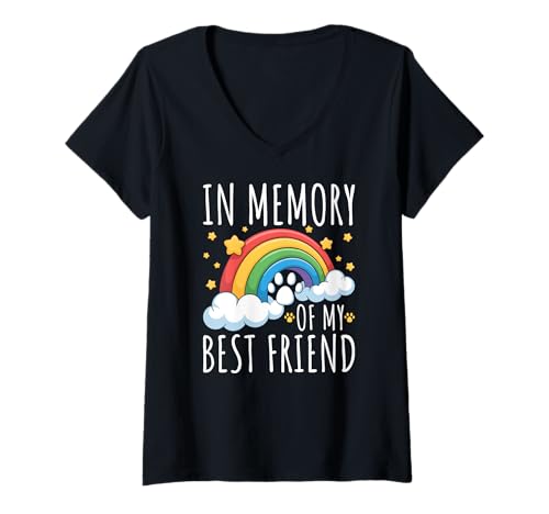 Damen In Memory of My Best Friend Rainbow Bridge Katzenliebhaber T-Shirt mit V-Ausschnitt Damen In Memory of My Best Friend Rainbow Bridge Katzenliebhaber T-Shirt mit V-Ausschnitt von Furever in My Heart Cat Memorial