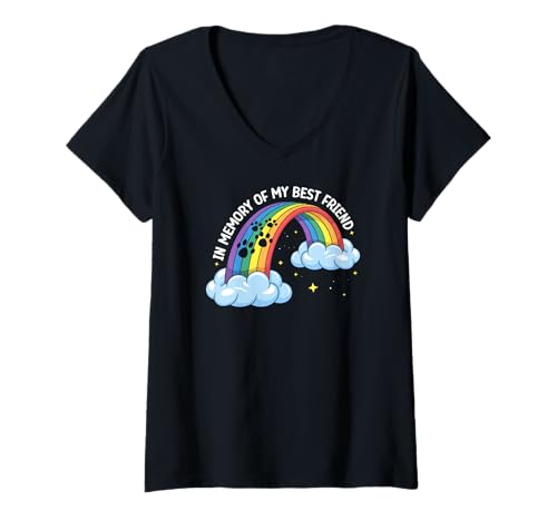 Damen In Memory of My Best Friend Rainbow Bridge Katzenliebhaber T-Shirt mit V-Ausschnitt Damen In Memory of My Best Friend Rainbow Bridge Katzenliebhaber T-Shirt mit V-Ausschnitt von Furever in My Heart Cat Memorial