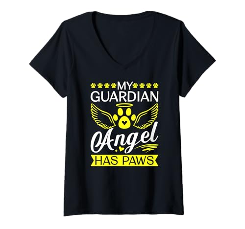 Damen My Guardian Angel Has Paws Rainbow Bridge Katzenliebhaber T-Shirt mit V-Ausschnitt Damen My Guardian Angel Has Paws Rainbow Bridge Katzenliebhaber T-Shirt mit V-Ausschnitt von Furever in My Heart Cat Memorial