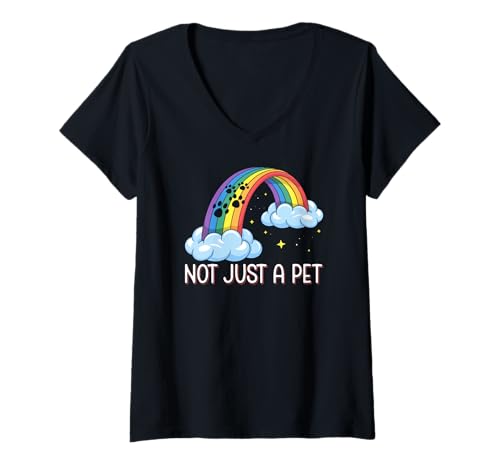 Damen Nicht nur EIN Katzenliebhaber mit Regenbogenbrücke T-Shirt mit V-Ausschnitt Damen Nicht nur EIN Katzenliebhaber mit Regenbogenbrücke T-Shirt mit V-Ausschnitt von Furever in My Heart Cat Memorial