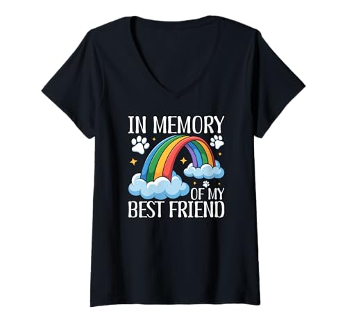 Damen In Erinnerung an Meinen besten Freund Rainbow Bridge Hundeliebhaber T-Shirt mit V-Ausschnitt Damen In Erinnerung an Meinen besten Freund Rainbow Bridge Hundeliebhaber T-Shirt mit V-Ausschnitt von Furever in My Heart Dog Memorial