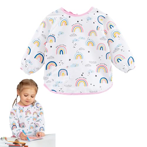 Furforstk malschürze kinder 2–8 Jahre malkittel kinder Wasserdicht schürze kinder Regenbogen lätzchen mit ärmeln mit Taschen und ärmeln für Kunst Schule Kochen Malerei von Furforstk