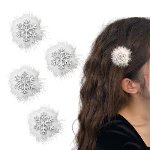 4 Stück Plüsch-Schneeflocken-Haarspange, weiß, Weihnachts-Haarschmuck, Schneeflocke, Strass, Prinzessinnen-Haarnadel für Frauen und Mädchen, Winter-Haardekoration 4 Stück Plüsch-Schneeflocken-Haarspange, weiß, Weihnachts-Haarschmuck, Schneeflocke, Strass, Prinzessinnen-Haarnadel für Frauen und Mädchen, Winter-Haardekoration von Furimuk