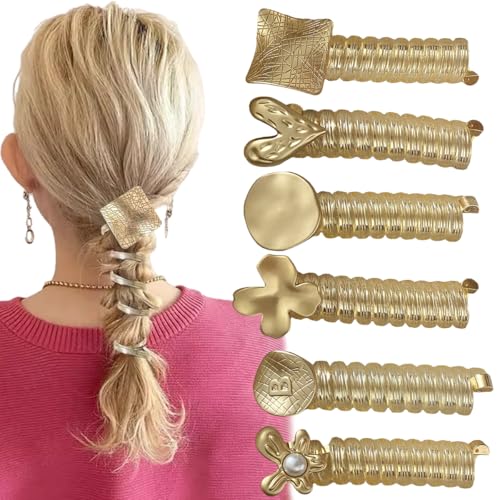 Furimuk Haargummis für Damen, Spirale, elastisch, 6 Stück, goldfarben von Furimuk