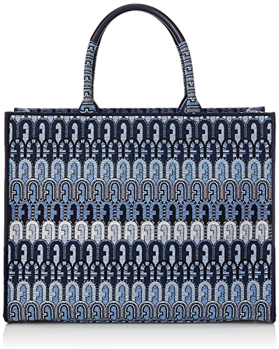 Furla Borsa Shopping Opportunity L in tessuto logato blu von Furla