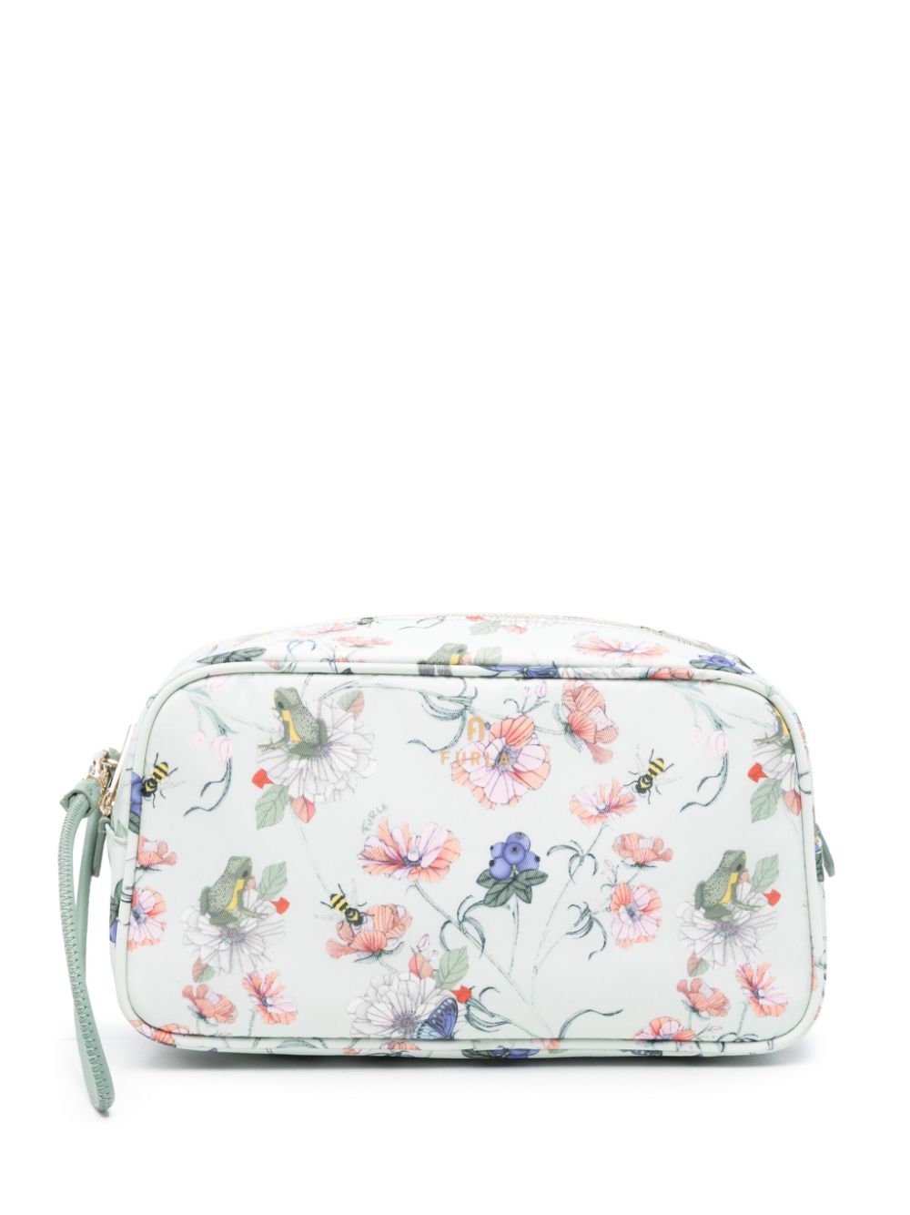 Furla Camelia Kosmetiktasche mit Blumenmuster - Grün von Furla