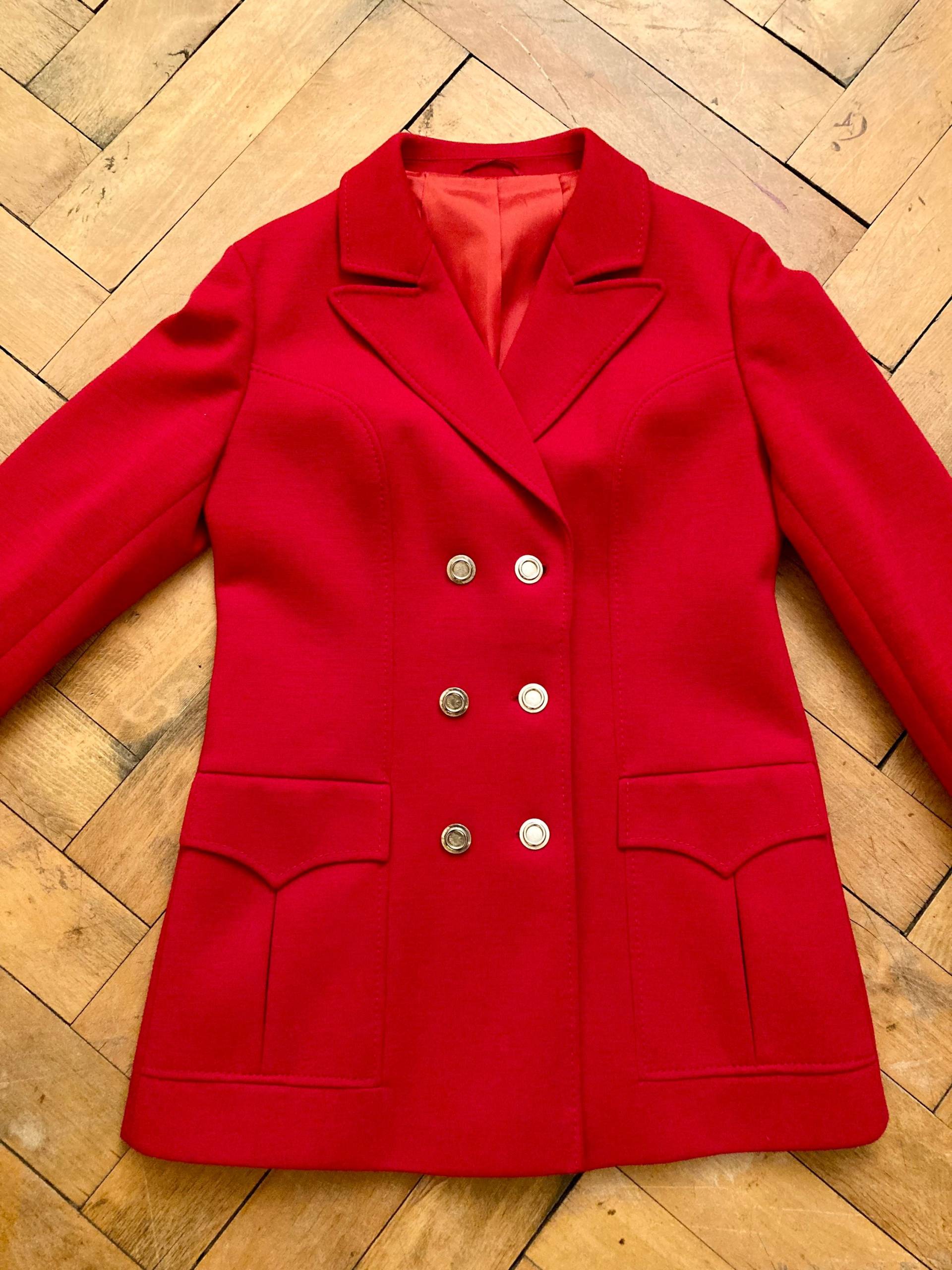 Sixties 60S Mod Mantel Rot Vintage Wolle Schurwolle Zweireiher Jacke Blazer Gr. M von FuroreVintageShop