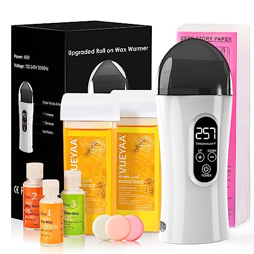 2023 Upgrade Digital Roll On Wax Kit, Wax Roller Kit for Hair Removal, Waxing Kit for Women, Roll On Wax Warmer Kit, At Home Wax Kit for Larger Areas of the Body, Great Gift for Women von VUEYAA