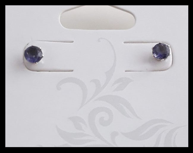 Iolithround4M1A - Iolith 4mm | September Birthstone Runde Ohrstecker Mit Sterling Silber Beiträgen Und Pushbacks von FurrEndlyCrafts