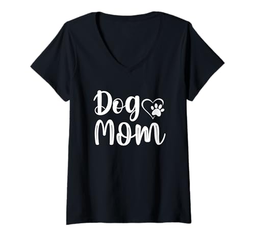 Damen Hundemutter, niedliches Herz- und Pfotenabdruck-Design T-Shirt mit V-Ausschnitt Damen Hundemutter, niedliches Herz- und Pfotenabdruck-Design T-Shirt mit V-Ausschnitt von Furry Friend Mom