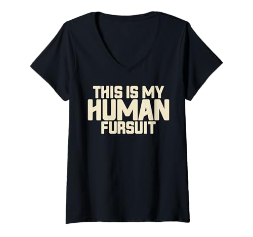 Damen Das ist Mein Human Fursuit Furry T-Shirt mit V-Ausschnitt Damen Das ist Mein Human Fursuit Furry T-Shirt mit V-Ausschnitt von Furry Gifts