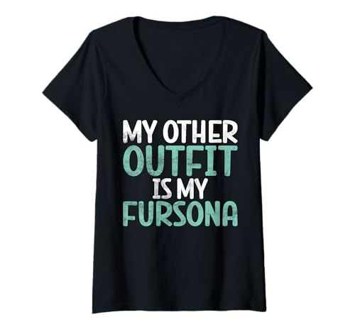 Damen Mein anderes Outfit ist Mein Fursona Furry T-Shirt mit V-Ausschnitt Damen Mein anderes Outfit ist Mein Fursona Furry T-Shirt mit V-Ausschnitt von Furry Gifts