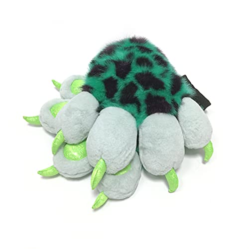 Furryvalley Fursuit Pfoten Handschuhe Kostüm Pelzigen Teilweise Cosplay Flauschige Löwe Bär Requisiten für Kinder Erwachsene(Leopardengrün) von Furryvalley