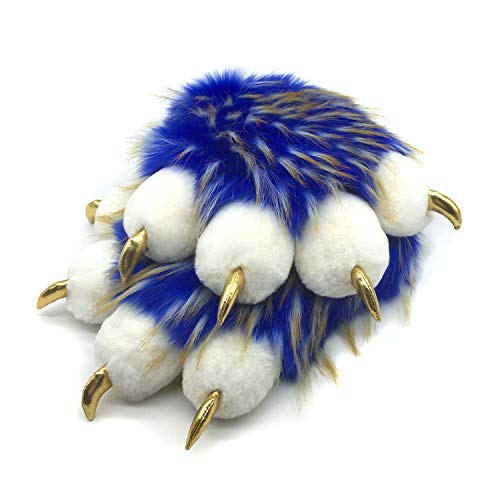 Furryvalley Fursuit Pfoten Handschuhe Kostüm Pelzigen Teilweise Cosplay Flauschige Löwe Bär Requisiten für Kinder Erwachsene (Blau) von Furryvalley